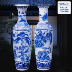 Large Chinese Hand Painted Dragon Ceramic Blue and White Porcelain Floor Vases