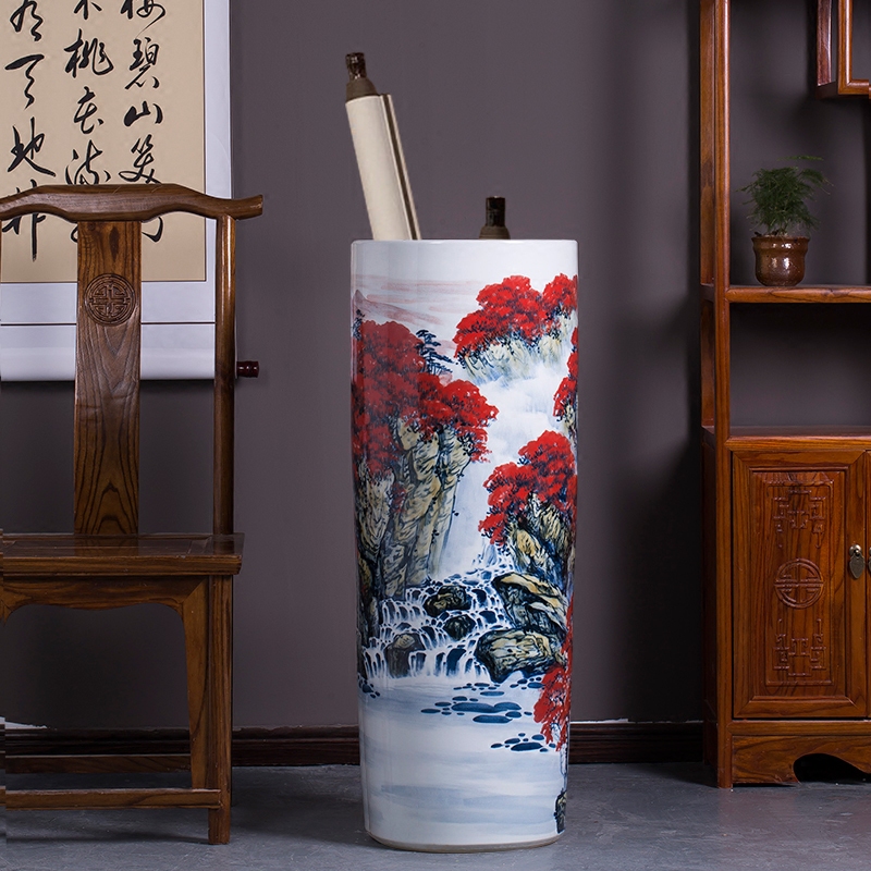 Large Chinese Hand Painted Dragon Ceramic Blue and White Porcelain Floor Vases