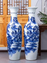 Large Chinese Hand Painted Dragon Ceramic Blue and White Porcelain Floor Vases