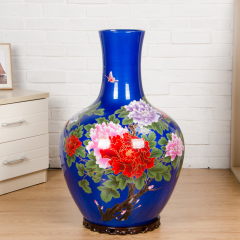 Large Chinese Hand Painted Dragon Ceramic Blue and White Porcelain Floor Vases