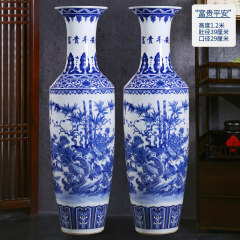 Large Chinese Hand Painted Dragon Ceramic Blue and White Porcelain Floor Vases