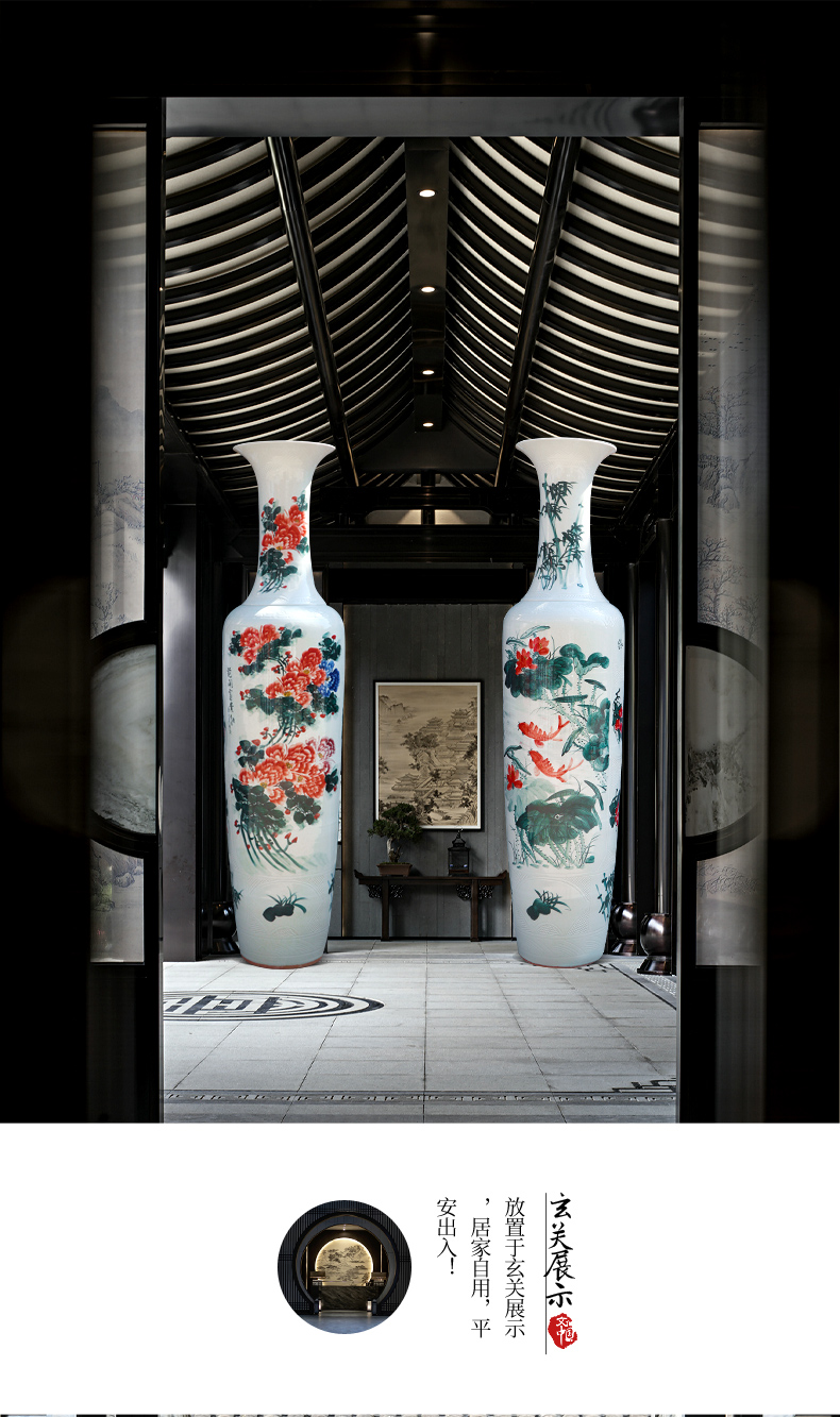 Large Chinese Hand Painted Dragon Ceramic Blue and White Porcelain Floor Vases