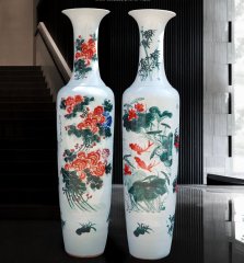 Large Chinese Hand Painted Dragon Ceramic Blue and White Porcelain Floor Vases