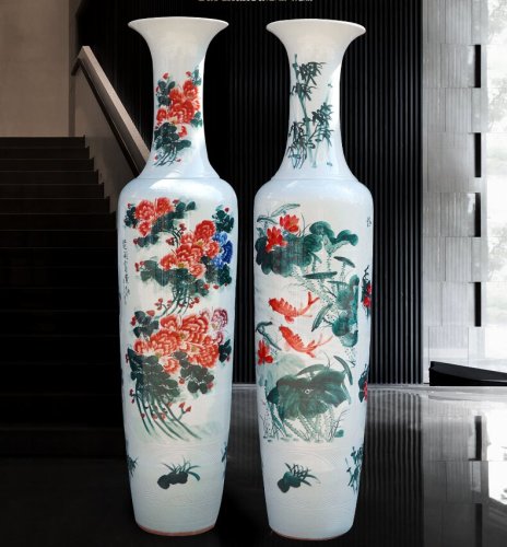 Large Chinese Hand Painted Dragon Ceramic Blue and White Porcelain Floor Vases