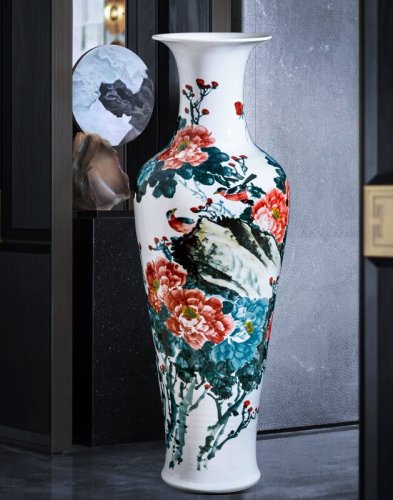 Large Chinese Hand Painted Dragon Ceramic Blue and White Porcelain Floor Vases