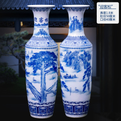 Large Chinese Hand Painted Dragon Ceramic Blue and White Porcelain Floor Vases