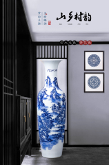 Large Chinese Hand Painted Dragon Ceramic Blue and White Porcelain Floor Vases