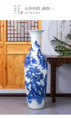 Large Chinese Hand Painted Dragon Ceramic Blue and White Porcelain Floor Vases