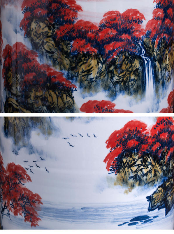 Large Chinese Hand Painted Dragon Ceramic Blue and White Porcelain Floor Vases