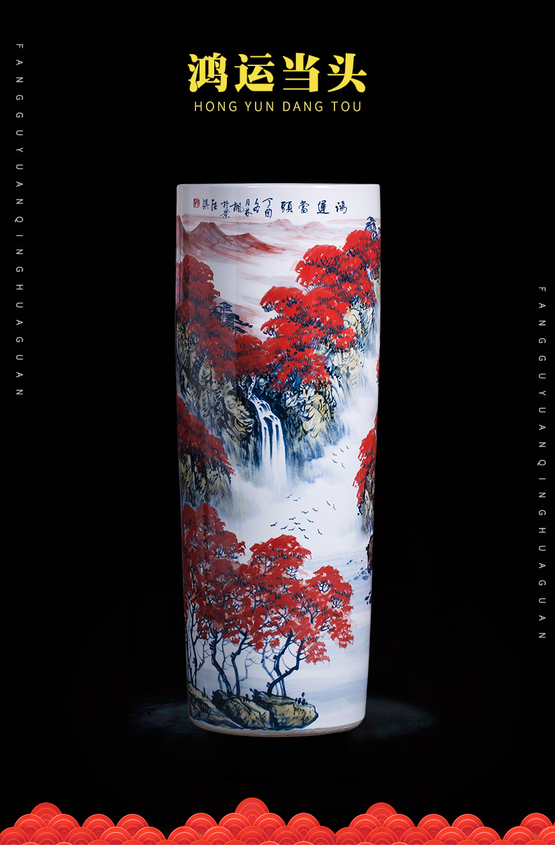 Large Chinese Hand Painted Dragon Ceramic Blue and White Porcelain Floor Vases