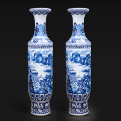Large Chinese Hand Painted Dragon Ceramic Blue and White Porcelain Floor Vases