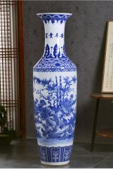 Large Chinese Hand Painted Dragon Ceramic Blue and White Porcelain Floor Vases