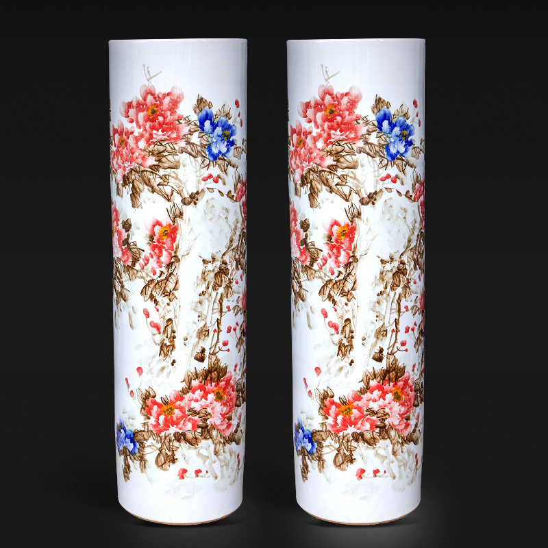 Large Chinese Hand Painted Dragon Ceramic Blue and White Porcelain Floor Vases