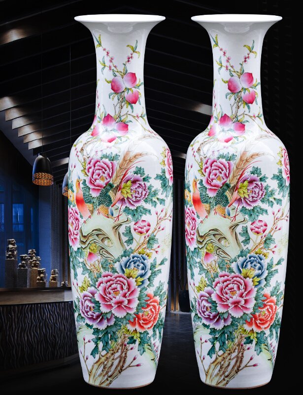 Large Chinese Hand Painted Dragon Ceramic Blue and White Porcelain Floor Vases