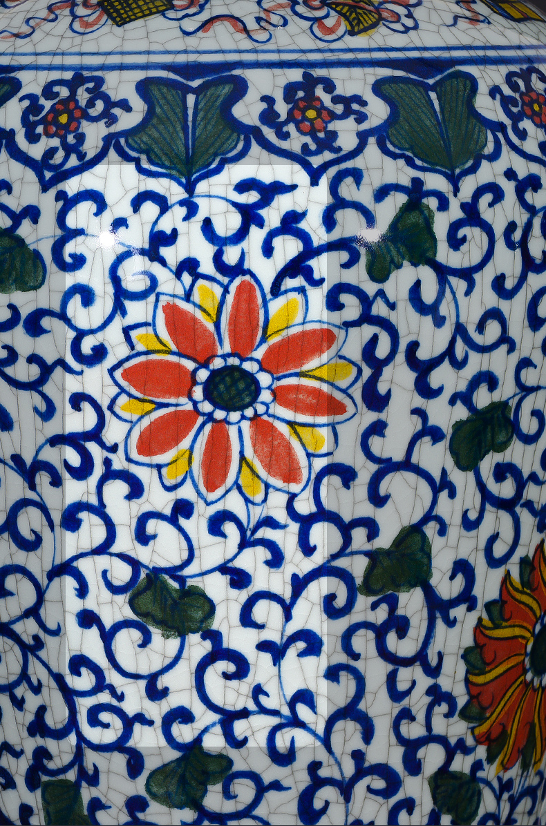 Large Chinese Hand Painted Dragon Ceramic Blue and White Porcelain Floor Vases