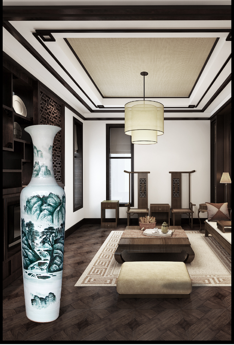 Large Chinese Hand Painted Dragon Ceramic Blue and White Porcelain Floor Vases