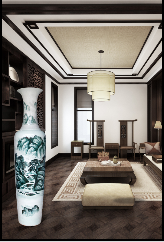 Large Chinese Hand Painted Dragon Ceramic Blue and White Porcelain Floor Vases