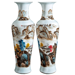 Large Chinese Hand Painted Dragon Ceramic Blue and White Porcelain Floor Vases