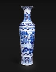 Large Chinese Hand Painted Dragon Ceramic Blue and White Porcelain Floor Vases