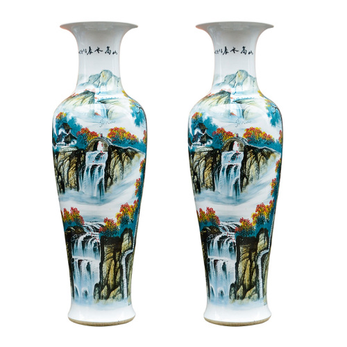 Large Chinese Hand Painted Dragon Ceramic Blue and White Porcelain Floor Vases