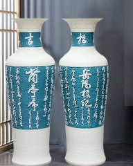 Large Chinese Hand Painted Dragon Ceramic Blue and White Porcelain Floor Vases