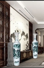 Large Chinese Hand Painted Dragon Ceramic Blue and White Porcelain Floor Vases