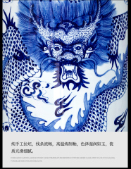 Large Chinese Hand Painted Dragon Ceramic Blue and White Porcelain Floor Vases