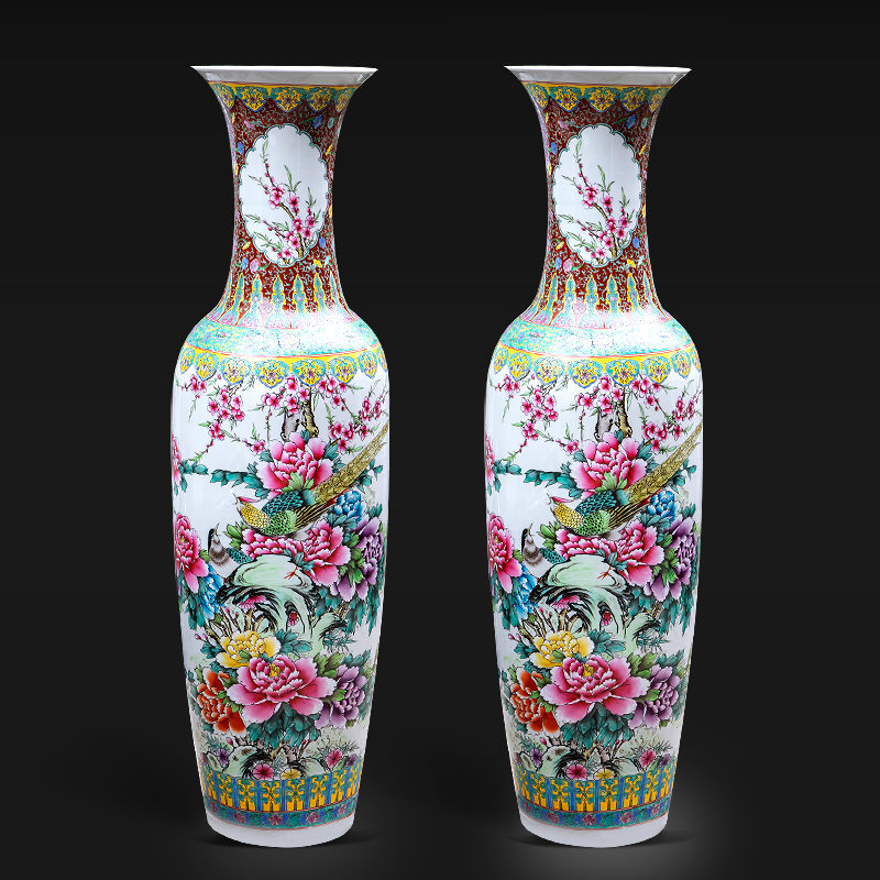 Large Chinese Hand Painted Dragon Ceramic Blue and White Porcelain Floor Vases