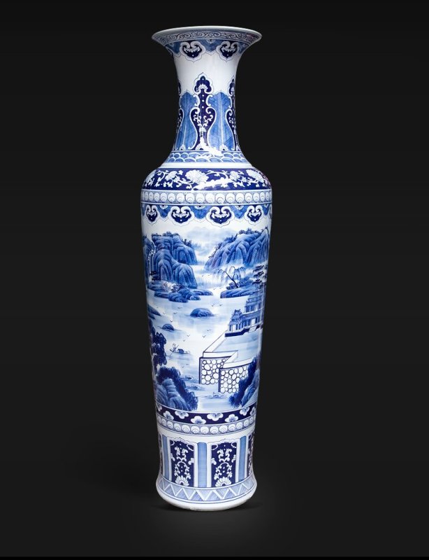 Large Chinese Hand Painted Dragon Ceramic Blue and White Porcelain Floor Vases