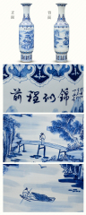 Large Chinese Hand Painted Dragon Ceramic Blue and White Porcelain Floor Vases