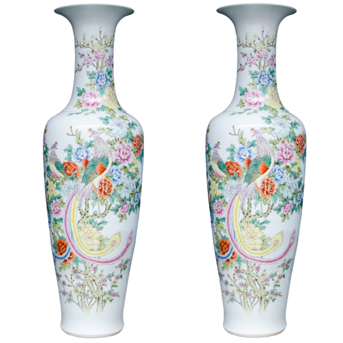 Large Chinese Hand Painted Dragon Ceramic Blue and White Porcelain Floor Vases