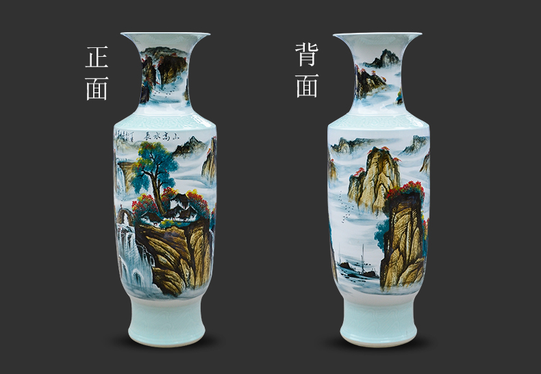 Large Chinese Hand Painted Dragon Ceramic Blue and White Porcelain Floor Vases