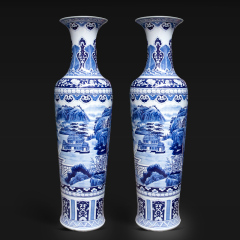 Large Chinese Hand Painted Dragon Ceramic Blue and White Porcelain Floor Vases