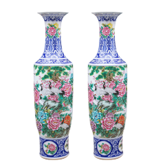 Large Chinese Hand Painted Dragon Ceramic Blue and White Porcelain Floor Vases