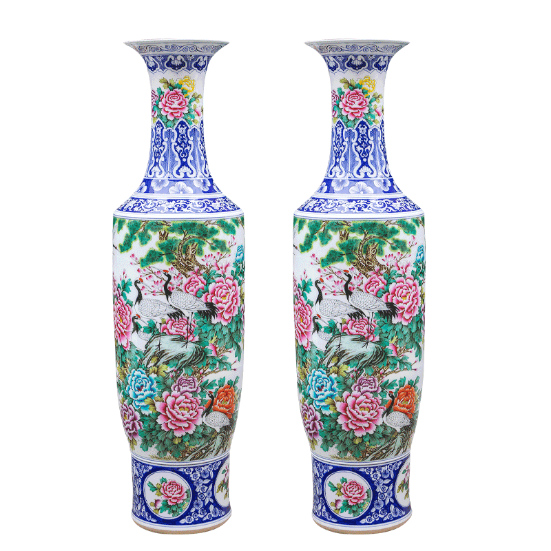 Large Chinese Hand Painted Dragon Ceramic Blue and White Porcelain Floor Vases
