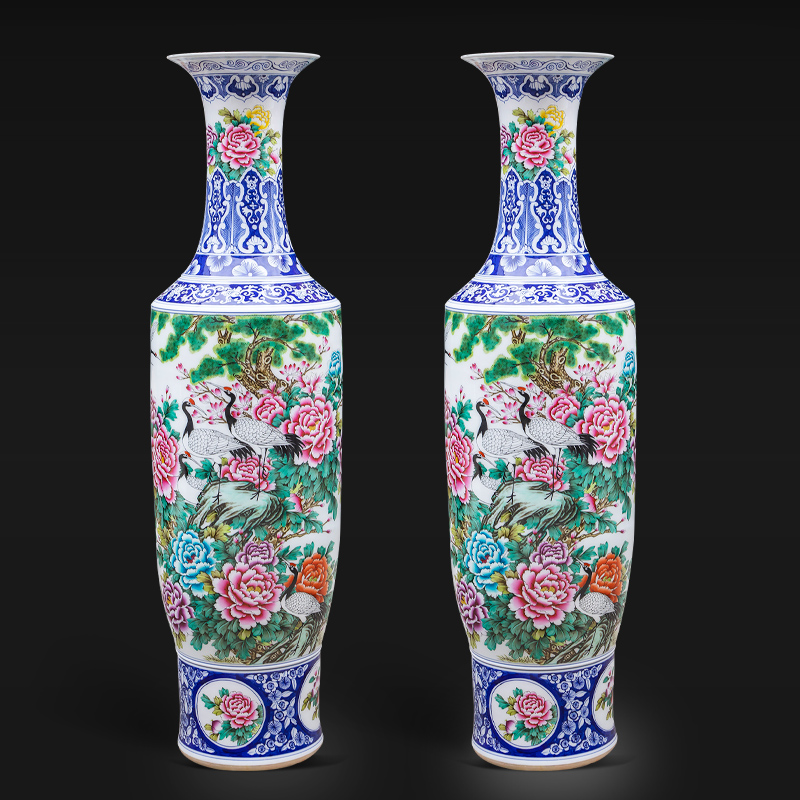 Large Chinese Hand Painted Dragon Ceramic Blue and White Porcelain Floor Vases