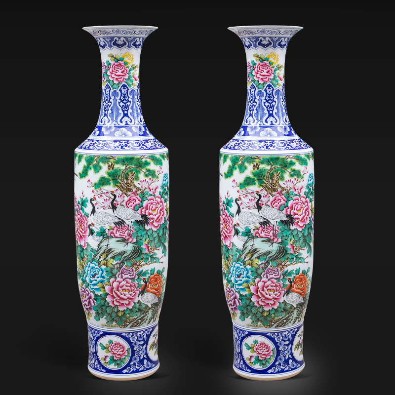 Large Chinese Hand Painted Dragon Ceramic Blue and White Porcelain Floor Vases