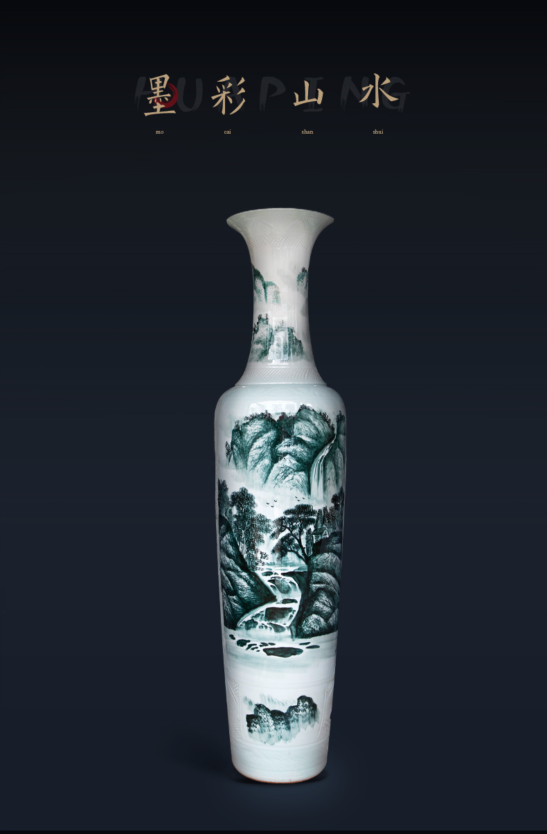 Large Chinese Hand Painted Dragon Ceramic Blue and White Porcelain Floor Vases