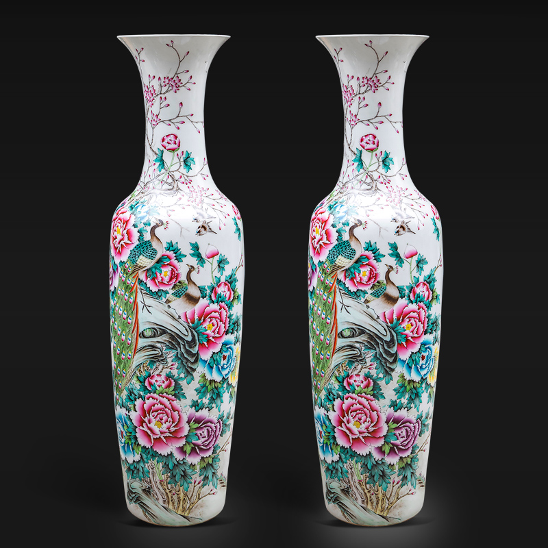 Large Chinese Hand Painted Dragon Ceramic Blue and White Porcelain Floor Vases