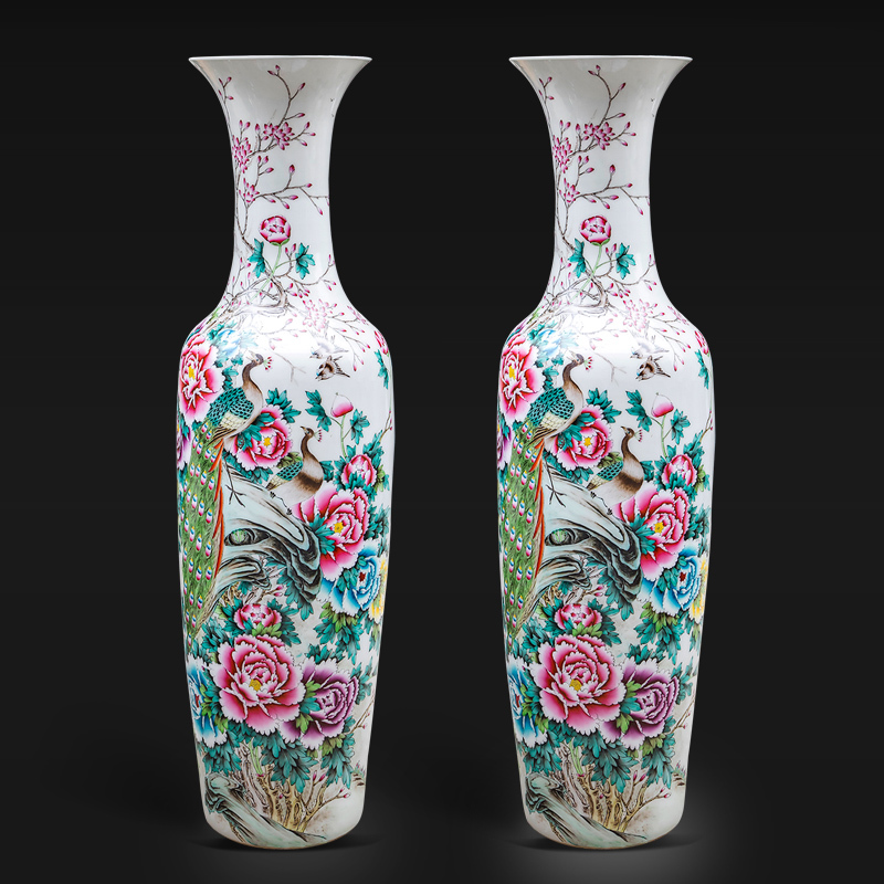 Large Chinese Hand Painted Dragon Ceramic Blue and White Porcelain Floor Vases