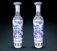 Large Chinese Hand Painted Dragon Ceramic Blue and White Porcelain Floor Vases