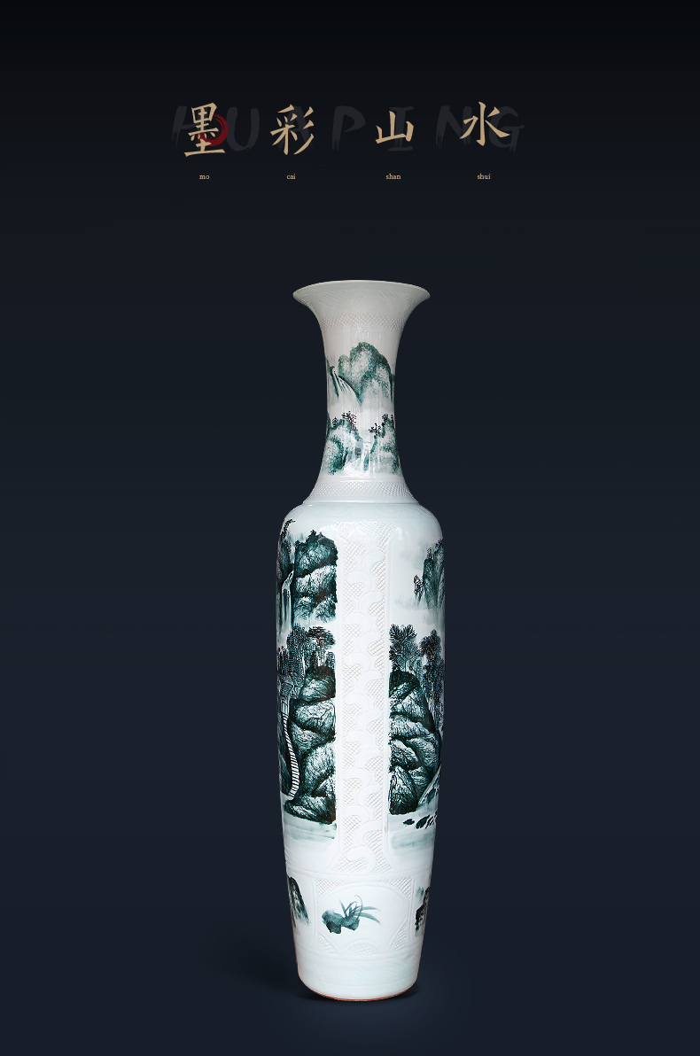 Large Chinese Hand Painted Dragon Ceramic Blue and White Porcelain Floor Vases
