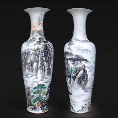 Large Chinese Hand Painted Dragon Ceramic Blue and White Porcelain Floor Vases
