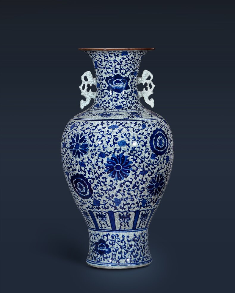 Large Chinese Hand Painted Dragon Ceramic Blue and White Porcelain Floor Vases