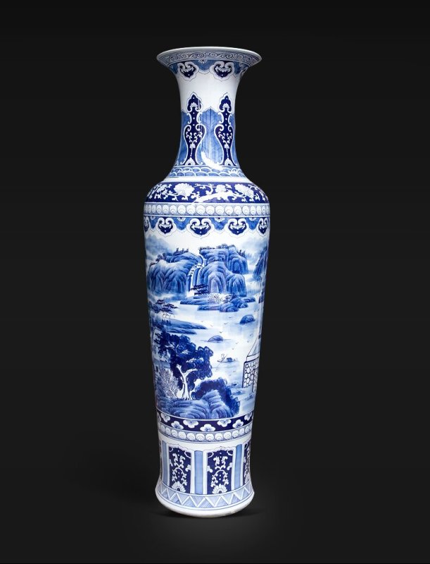 Large Chinese Hand Painted Dragon Ceramic Blue and White Porcelain Floor Vases