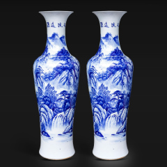 Large Chinese Hand Painted Dragon Ceramic Blue and White Porcelain Floor Vases
