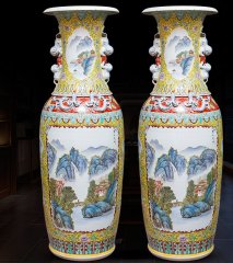 Large Chinese Hand Painted Dragon Ceramic Blue and White Porcelain Floor Vases