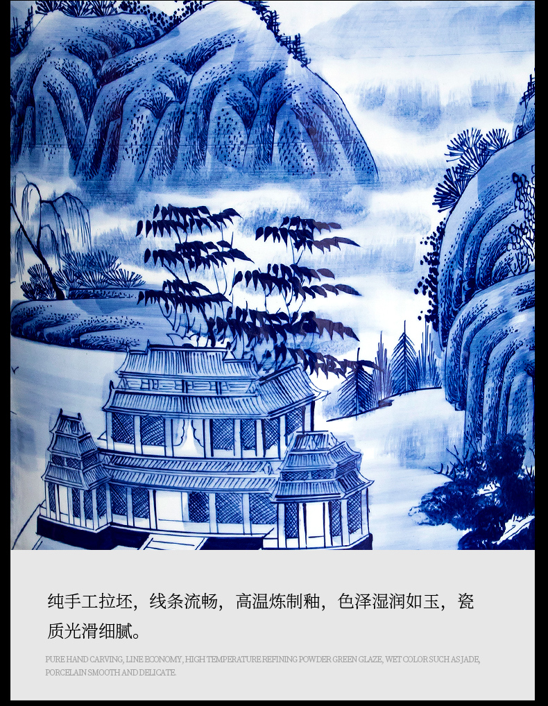 Large Chinese Hand Painted Dragon Ceramic Blue and White Porcelain Floor Vases