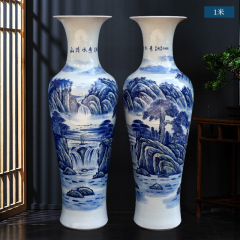 Large Chinese Hand Painted Dragon Ceramic Blue and White Porcelain Floor Vases