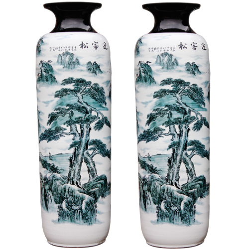 Large Chinese Hand Painted Dragon Ceramic Blue and White Porcelain Floor Vases